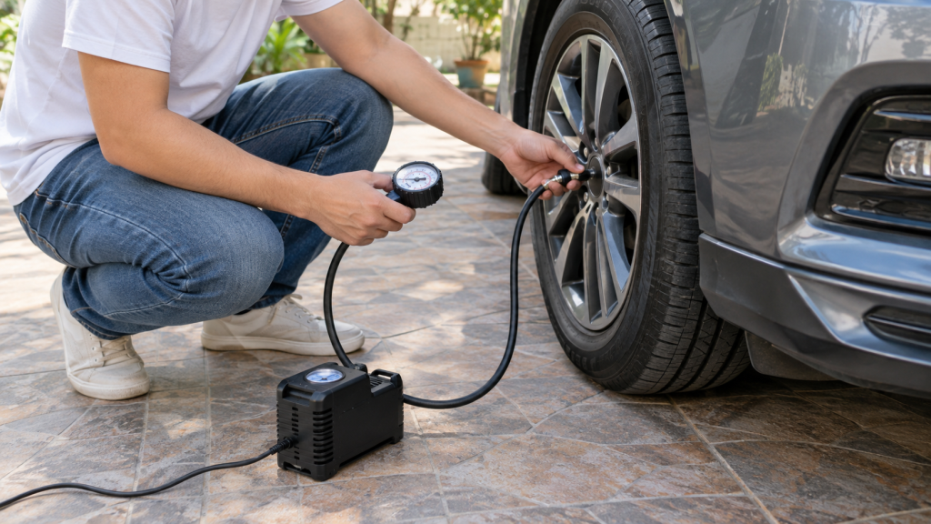 Kiểm tra áp suất lốp trước khi chạy lại xe để lâu không đi