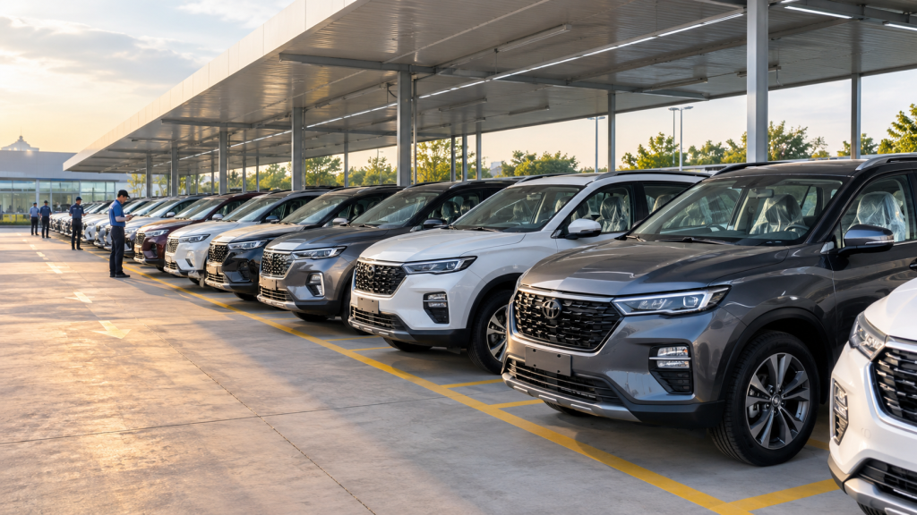 Dàn SUV và MPV mới chờ giao khách tại đại lý ô tô